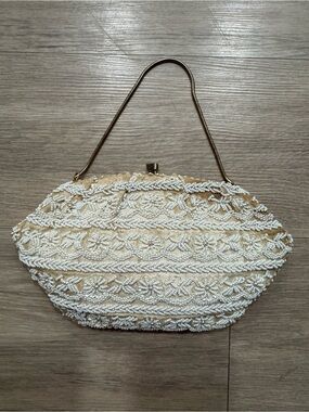 Beaded Ivory Evening Clutch Handbag